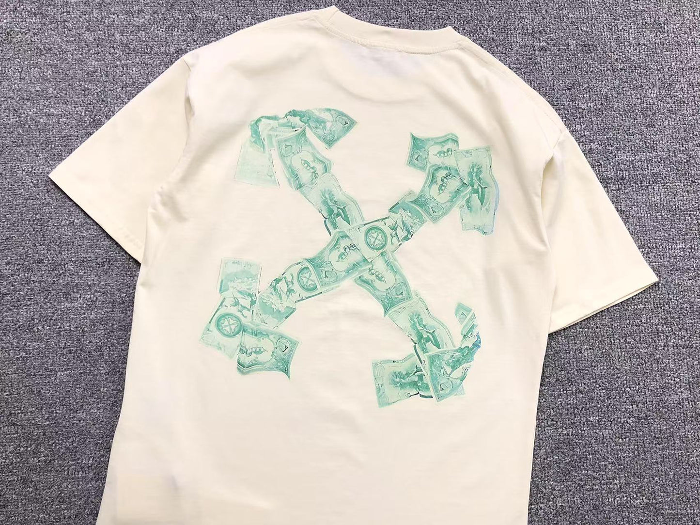 OFF WHITE ARROW CASH TEE BEIGE