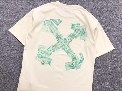 OFF WHITE ARROW CASH TEE BEIGE