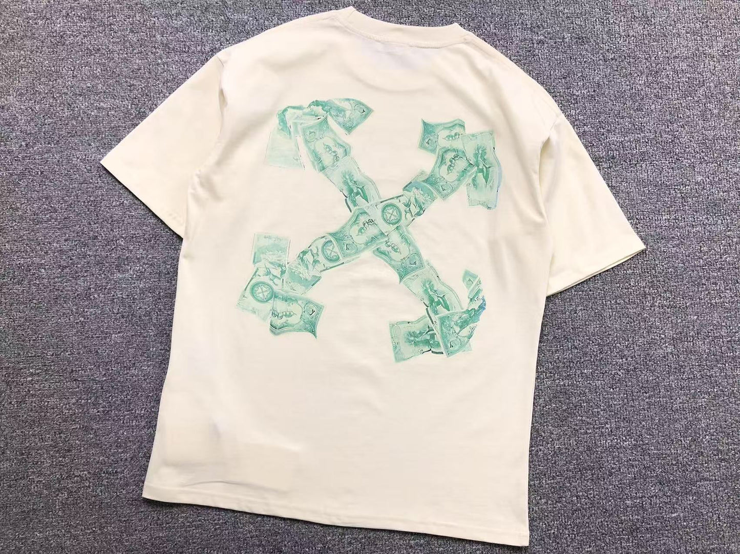 OFF WHITE ARROW CASH TEE BEIGE