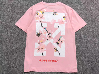 Off White Cherry Blossom Tee Pink