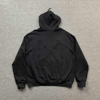 OFF WHITE EMBROIDERY BLACK ARROW HOODIE BLACK