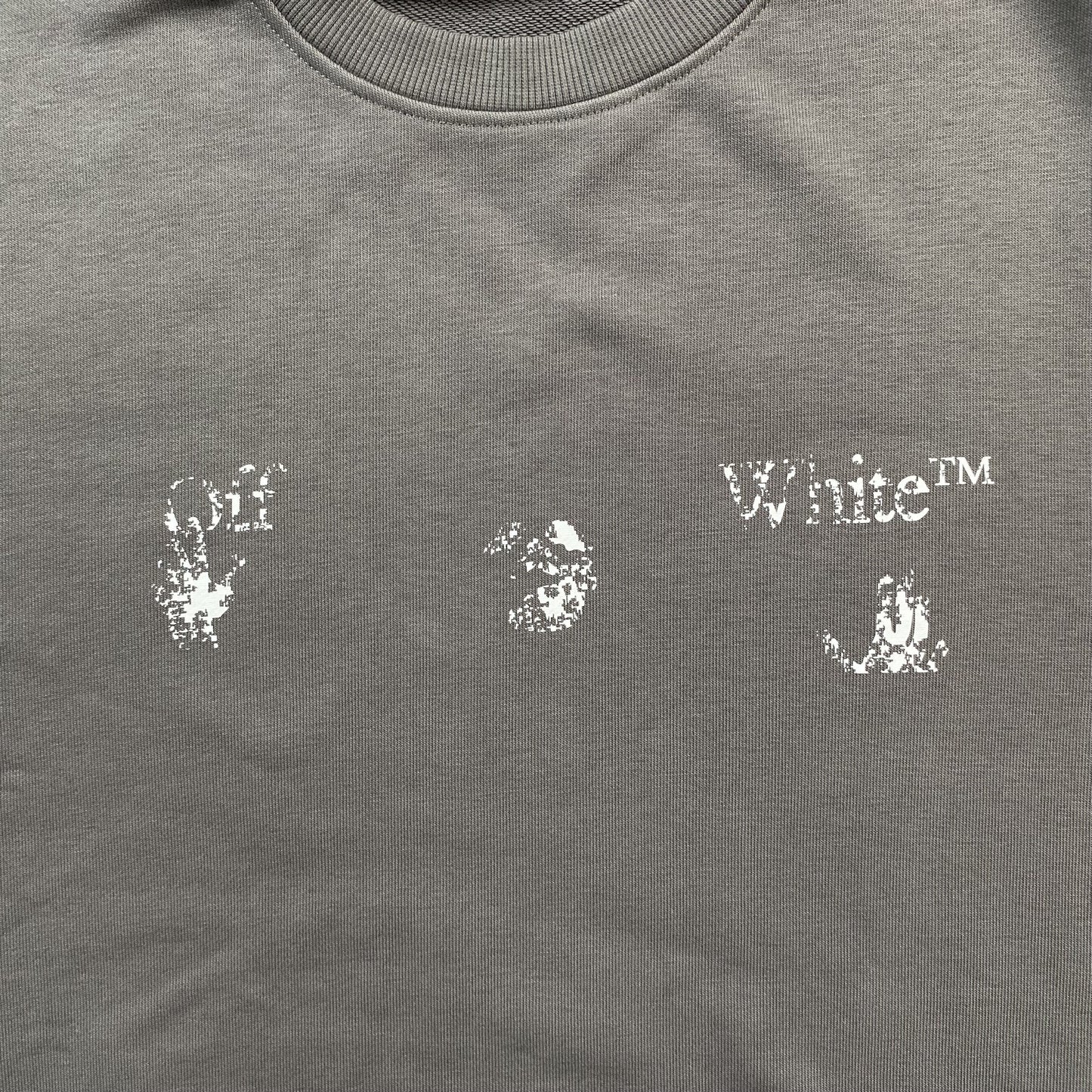 OFF WHITE FADED LOGO PRINT CREWNECK GREY
