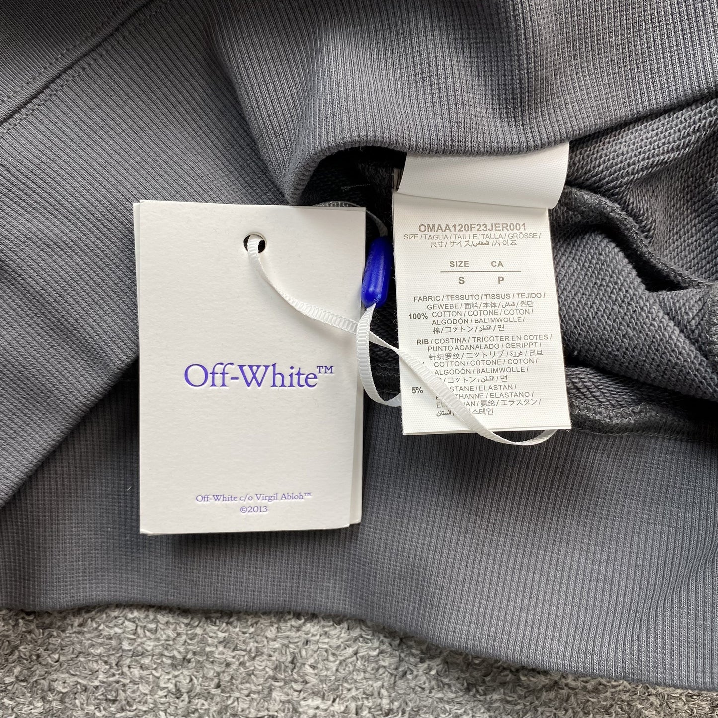 OFF WHITE FADED LOGO PRINT CREWNECK GREY