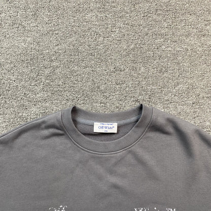 OFF WHITE FADED LOGO PRINT CREWNECK GREY