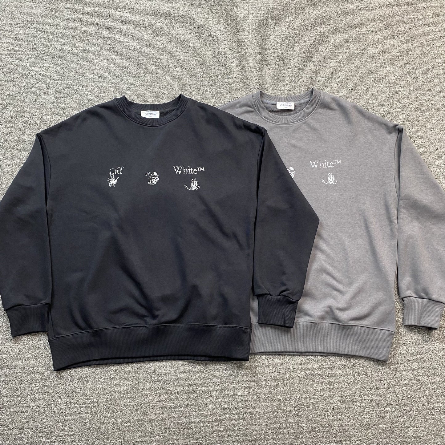 OFF WHITE FADED LOGO PRINT CREWNECK GREY