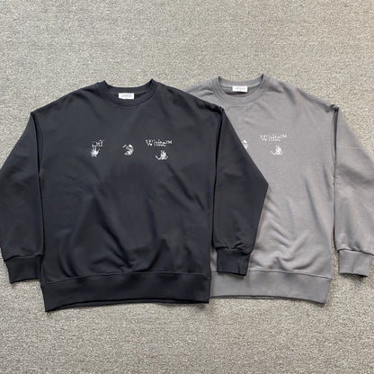 OFF WHITE FADED LOGO PRINT CREWNECK GREY