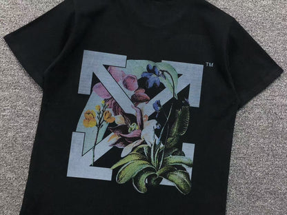 Off White Floral Arrow Tee Black