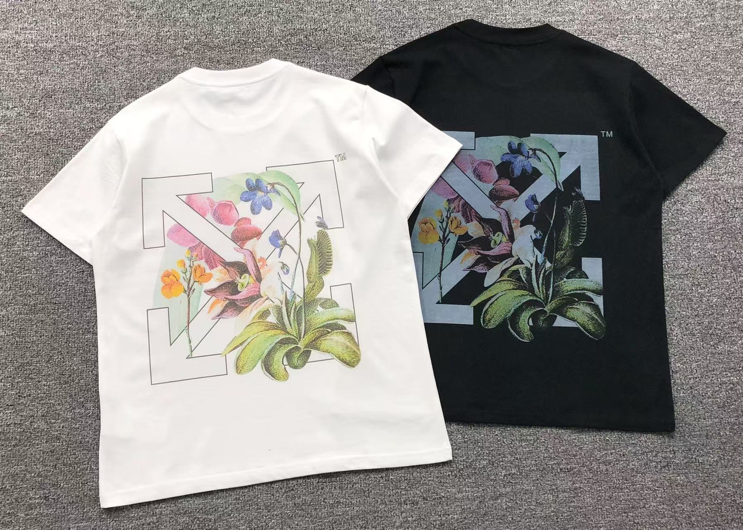 Off White Floral Arrow Tee Black
