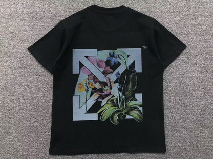 Off White Floral Arrow Tee Black