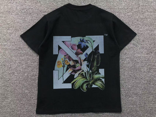 Off White Floral Arrow Tee Black