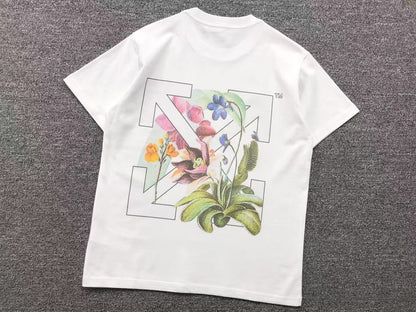 Off White Floral Arrow Tee White