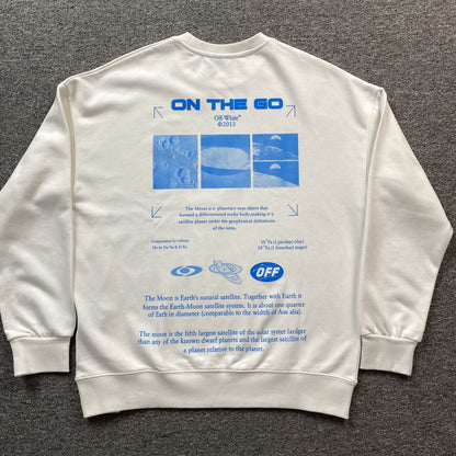 OFF WHITE MOON PRINT CREWNECK WHITE