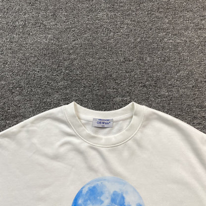 OFF WHITE MOON PRINT CREWNECK WHITE