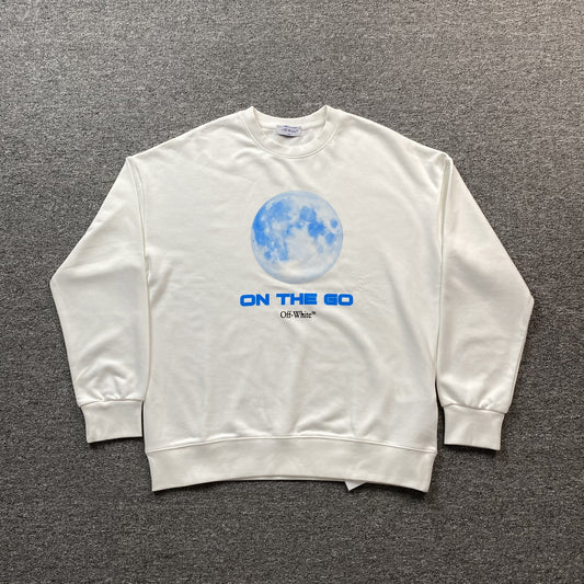 OFF WHITE MOON PRINT CREWNECK WHITE