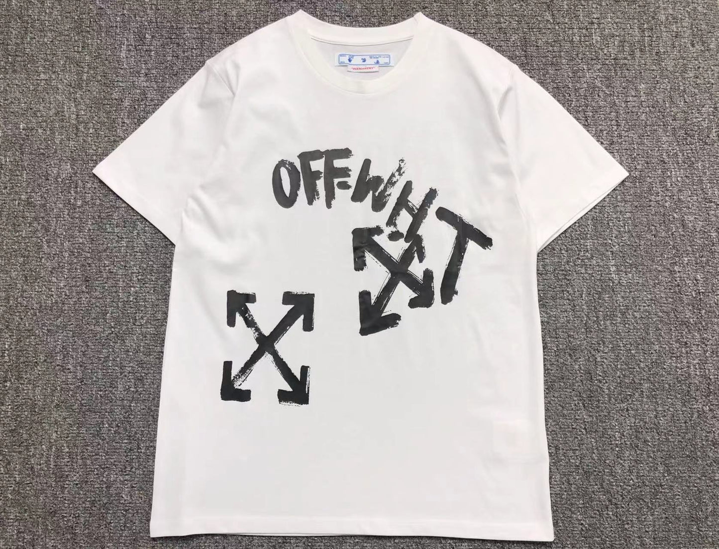 Off White Paint Script Over Tee White