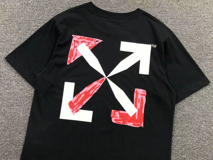 Off White Pink Spray Tee Black
