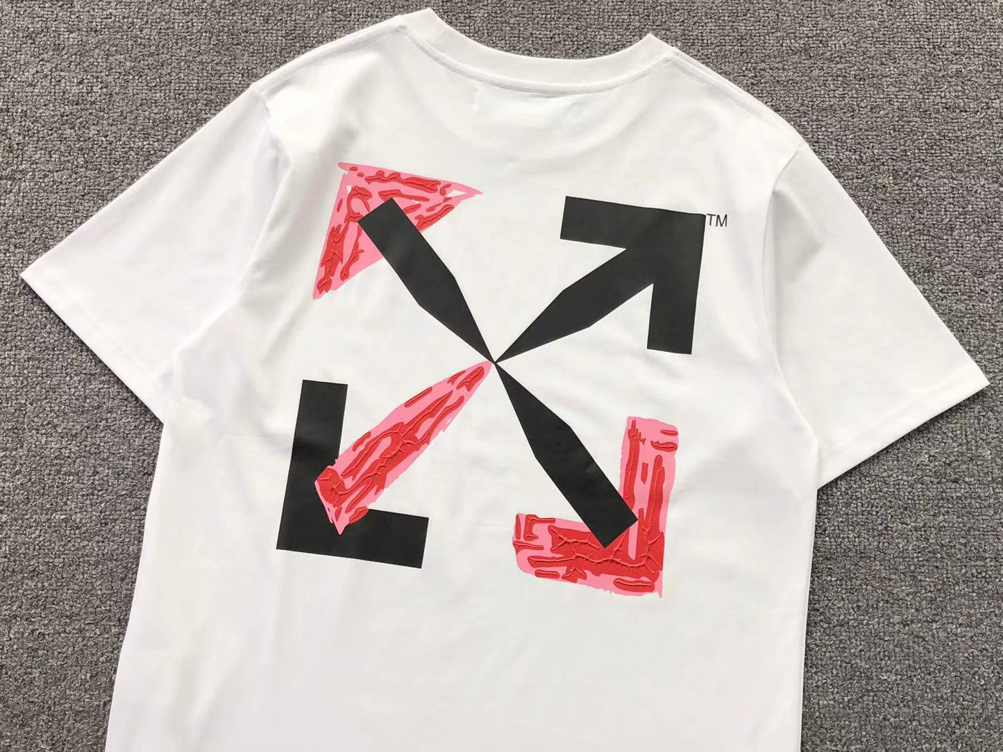 Off White Pink Spray Tee White