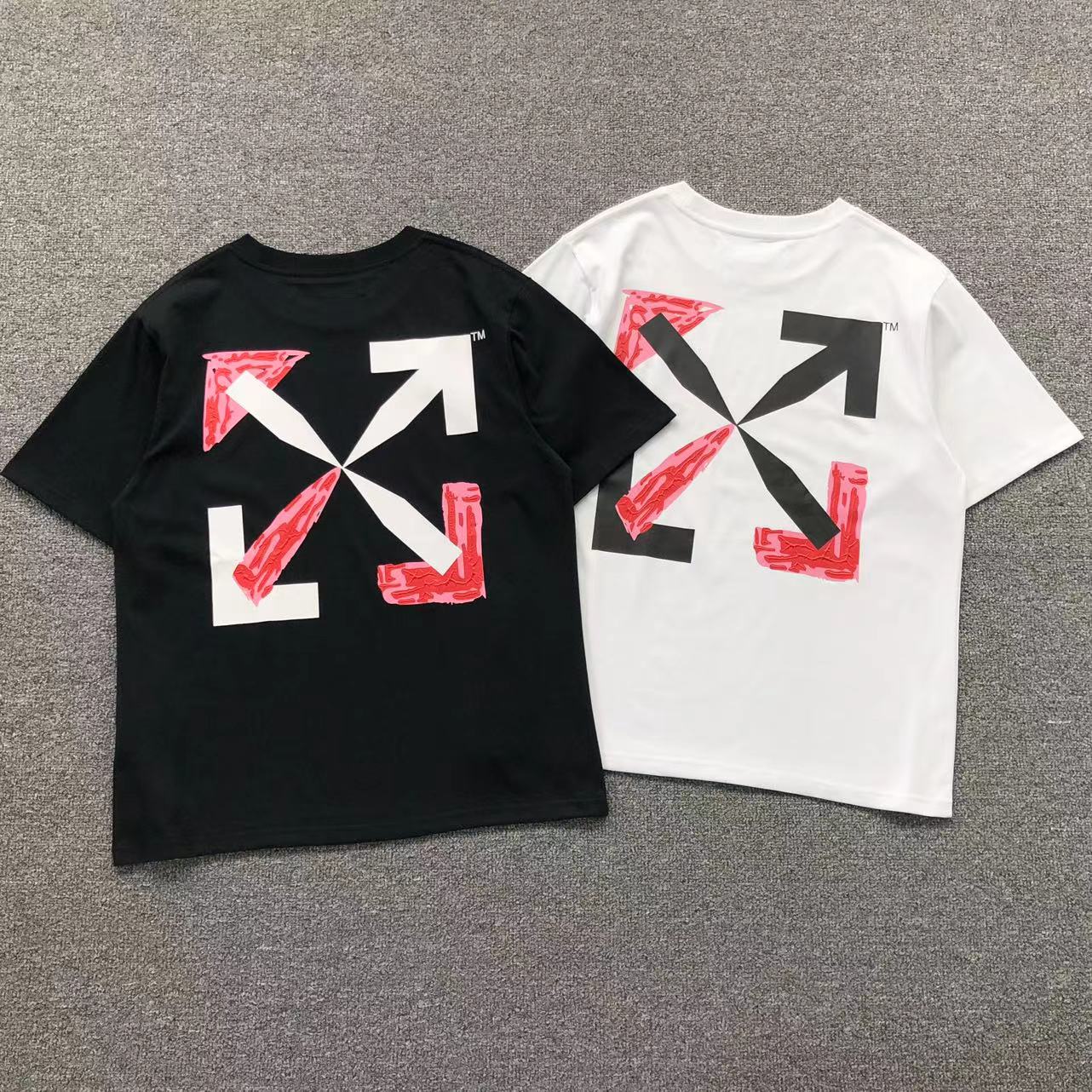 Off White Pink Spray Tee White