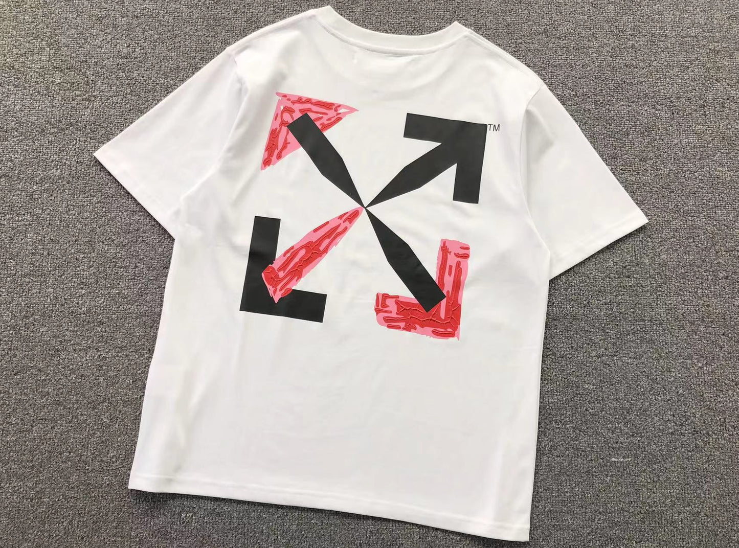 Off White Pink Spray Tee White