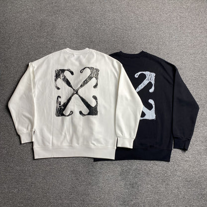 OFF WHITE SCRATCH ARROW CREWNECK WHITE