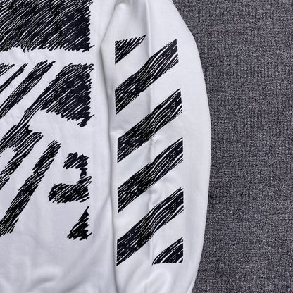 OFF WHITE SCRIBBLE DIAG CREWNECK WHITE
