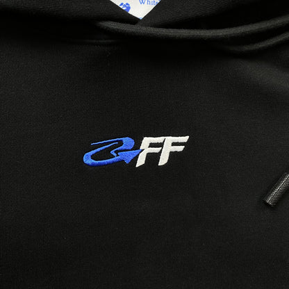 OFF WHITE SLOGAN HOODIE BLACK