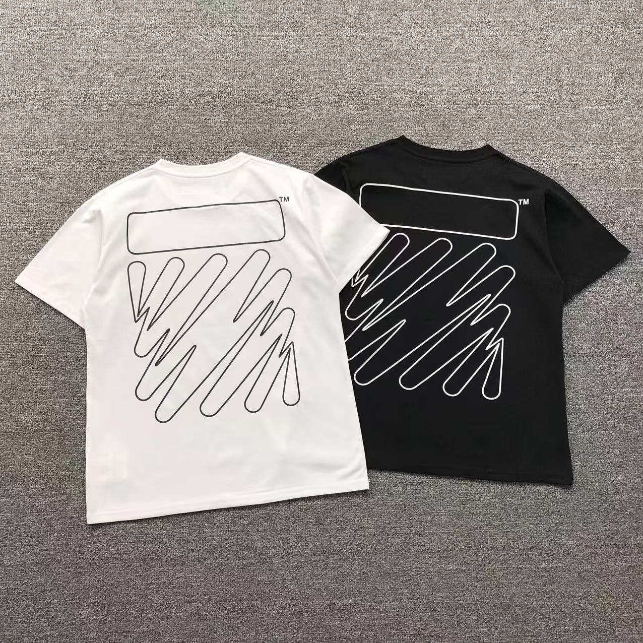 Off White Wave Outline Diag Tee Black