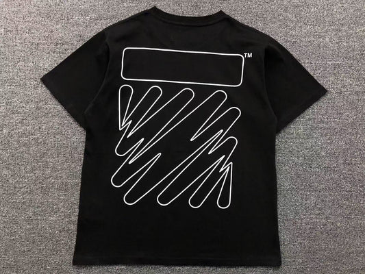 Off White Wave Outline Diag Tee Black