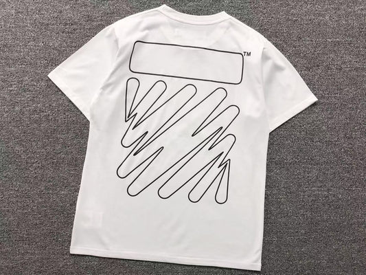 Off White Wave Outline Diag Tee White