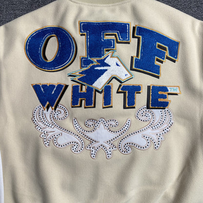 OFF WHITE WO THUNDERBOLT VARSITY JACKET NEUTRALS
