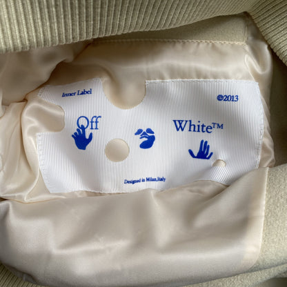 OFF WHITE WO THUNDERBOLT VARSITY JACKET NEUTRALS