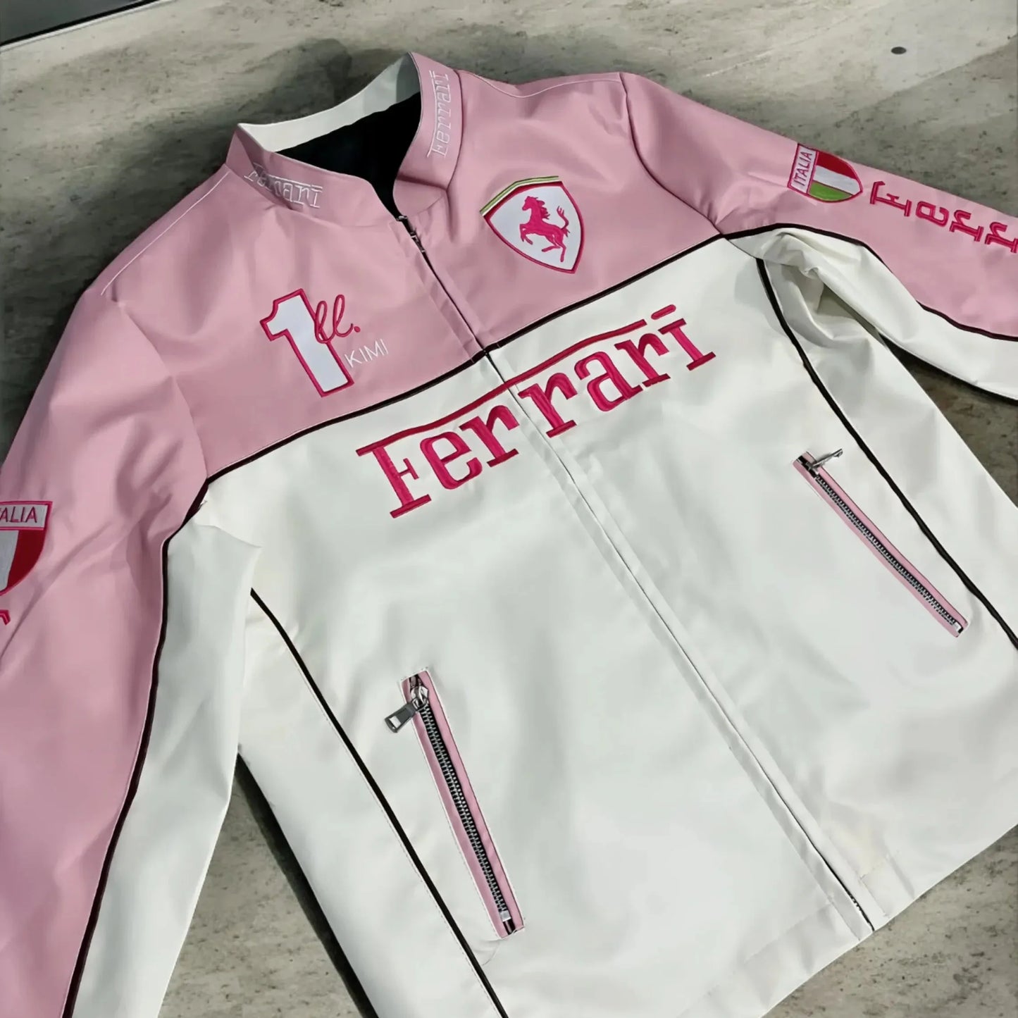 FERRARI F1 LEATHER JACKET PINK