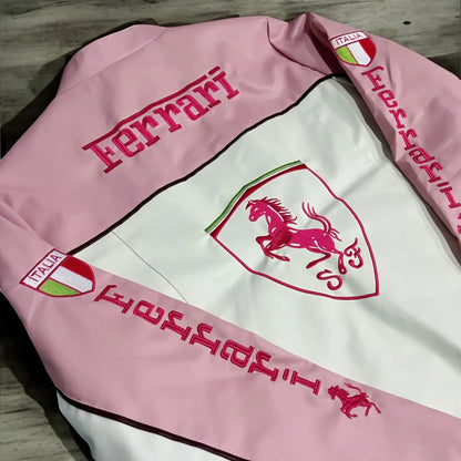FERRARI F1 LEATHER JACKET PINK