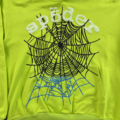 Sp5der OG Web V2 Gradient Hoodie Acid Green