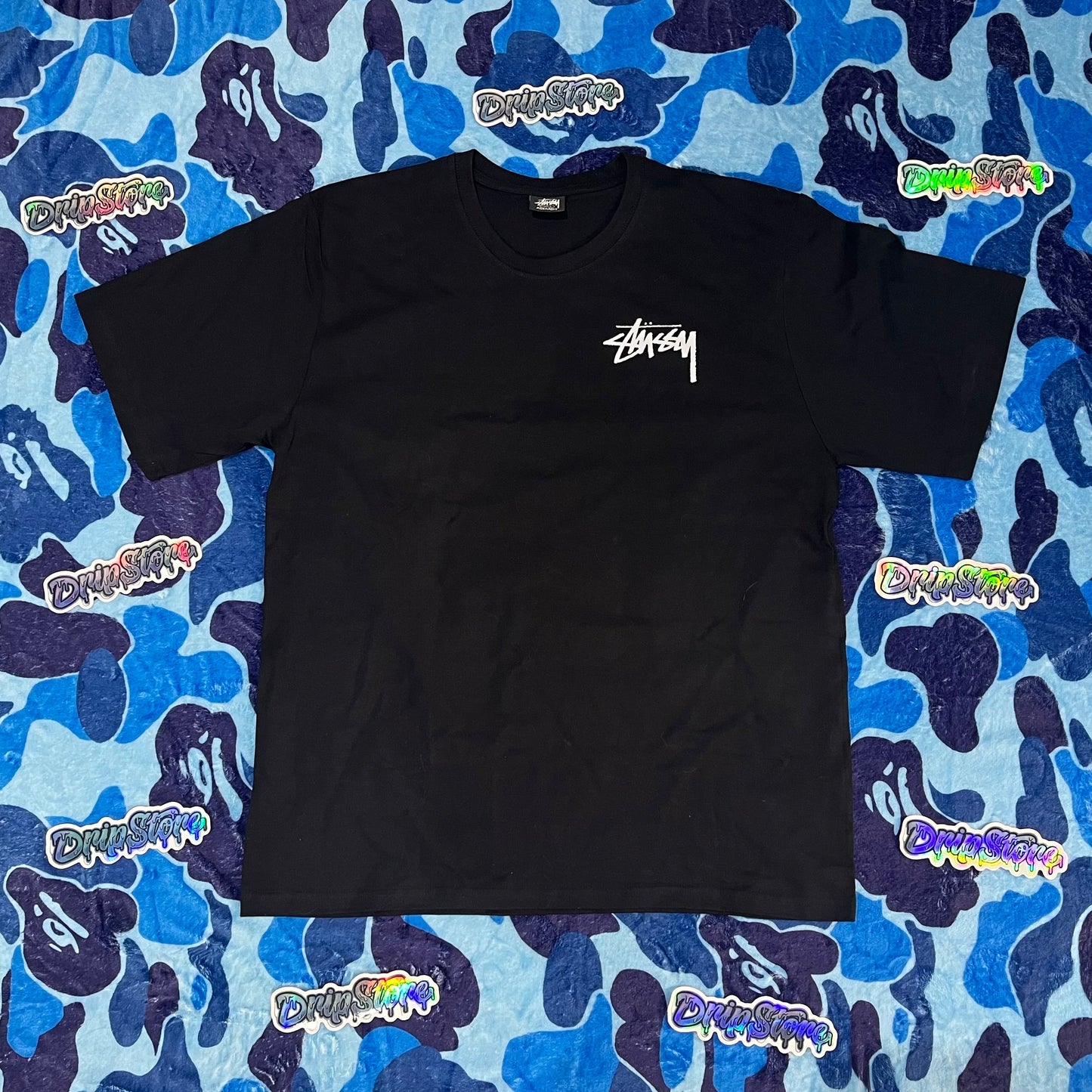 STUSSY FUZZY DICE TEE BLACK