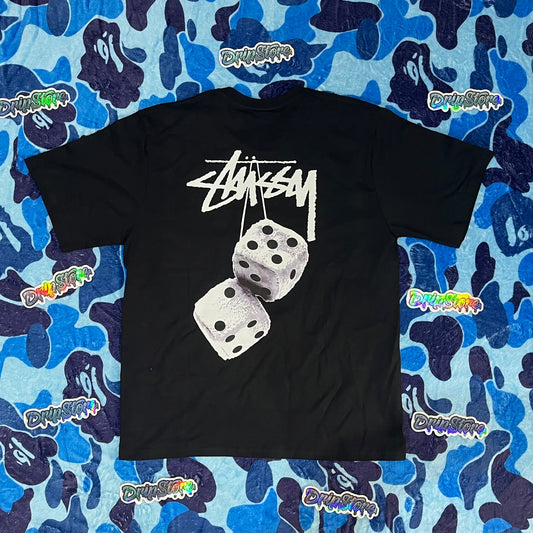 STUSSY FUZZY DICE TEE BLACK