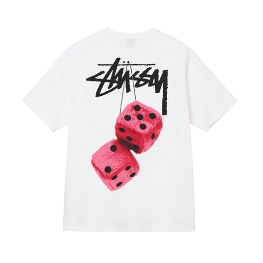 STUSSY FUZZY DICE TEE WHITE