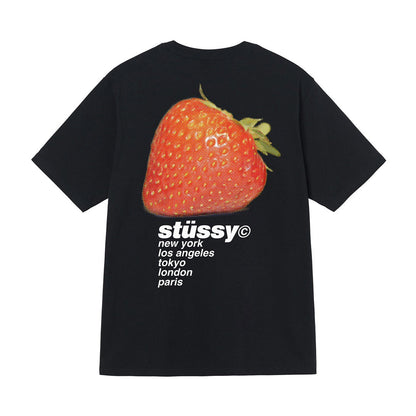STUSSY STRAWBERRY TEE BLACK