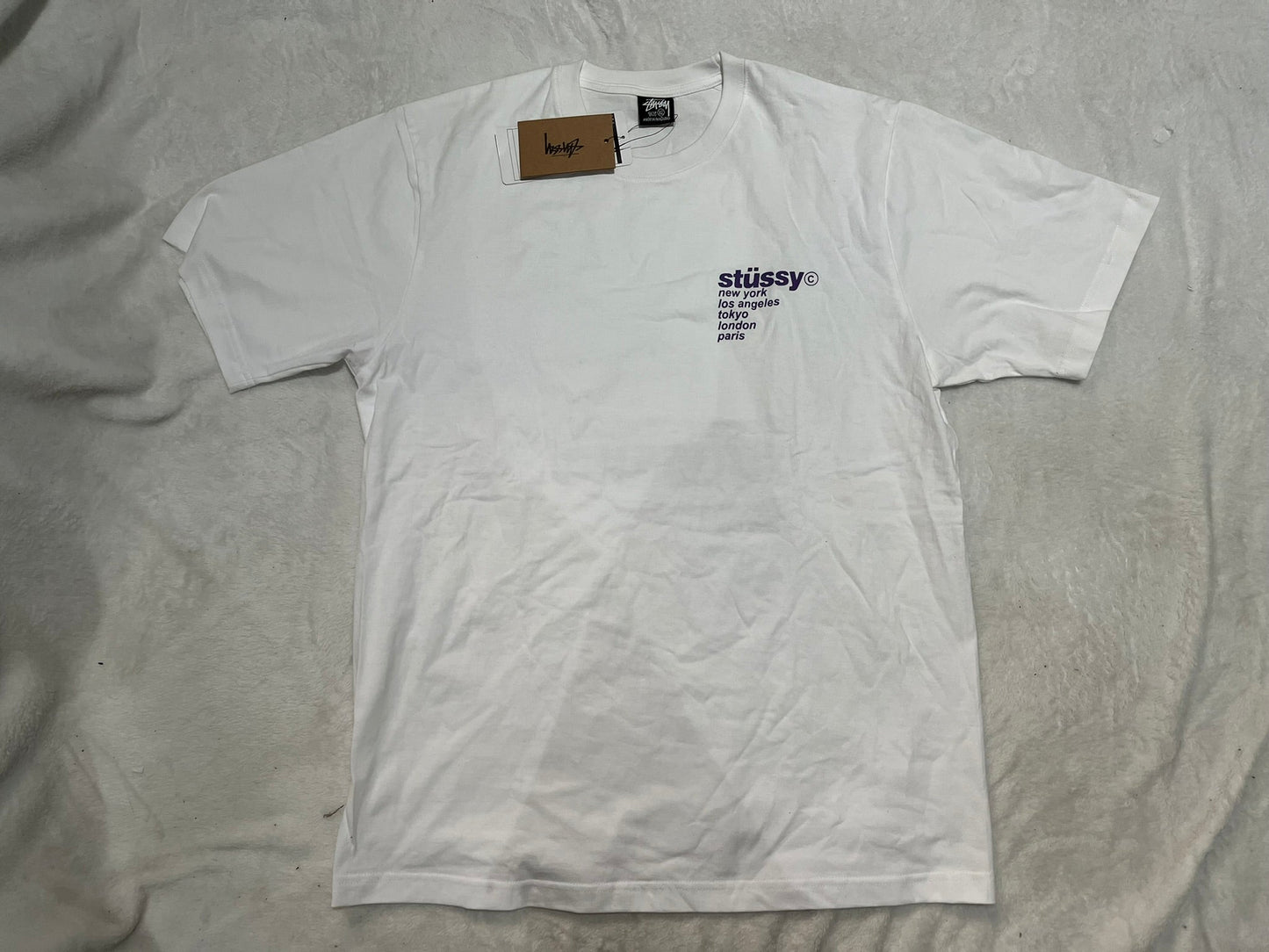 STUSSY STRAWBERRY TEE WHITE