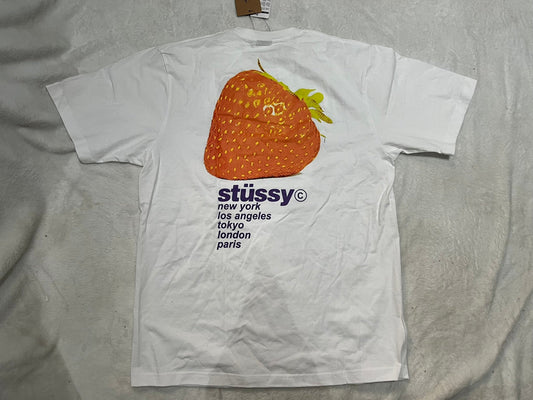 STUSSY STRAWBERRY TEE WHITE