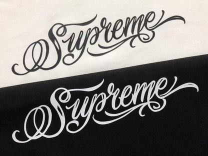 SUPREME BLACK SCRIPT TEE WHITE