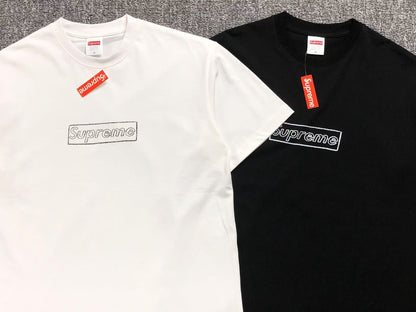 SUPREME KAWS CHALK LOGO TEE BLACK