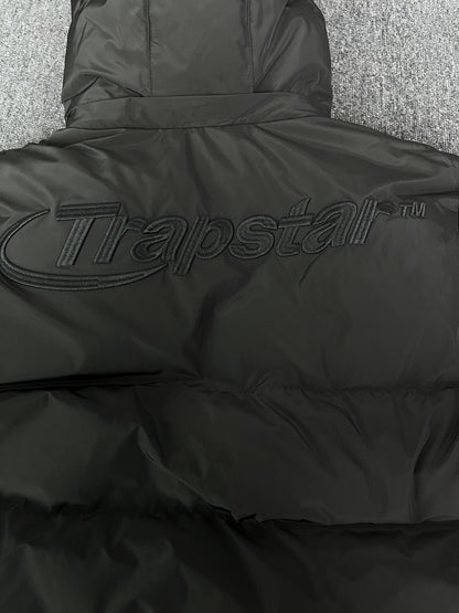 Trapstar Hyperdrive Detachable Hooded Puffer Jacket Triple Black